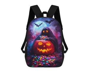 sinyumoney Halloween Pumpkin & Grim Reaper Sacs À Dos Scolaires Pour Enfants, Sac D'école Imprimé En 3D Pour Garçons, Élèves Du Primaire Et Du Collège 17inch
