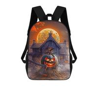 sinyumoney Halloween Pumpkin & Haunted House Sacs À Dos Pour Enfants, Cartables, Sacs À Dos Scolaires Imprimés En 3D, Sacs À Dos De Voyage Tendance Pour Enfants (primaire, Collège) 17inch