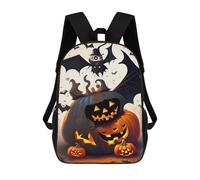 sinyumoney Halloween Pumpkin Lanterns with Bats Sacs À Dos, Sac À Dos Enfant, Sac D'école, Sac À Dos De Voyage Imprimé En 3D, Accessoire De Mode, Sac À Dos Imperméable Pour Enfants 17inch