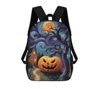 sinyumoney Halloween Pumpkin Night Sac À Dos Scolaire Pour Enfants 17 Pouces, Sac À Dos Décontracté Pour Les Voyages, Grand Sac À Dos De Jour Pour Garçons Et Filles 17inch