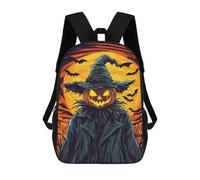 sinyumoney Halloween Pumpkin Scarecrow with Bats Sacs À Dos Pour Enfants, Sac À Dos Scolaire, Sac À Dos Imprimé En 3D Pour Enfants, Sac À Dos De Voyage, Sac À Livres, Sac D'école Pour Enfants 17inch