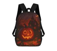 sinyumoney Halloween Pumpkin with Haunted House Sacs À Dos Imprimés En 3D Pour Enfants, Sacs D'école Tendance Pour Garçons, Sacs De Voyage, Sacs Scolaires Pour Élèves Du Primaire 17inch