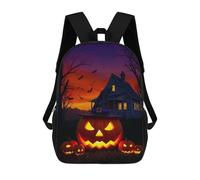 sinyumoney Halloween Pumpkins with Witch Hat Sac À Dos Imprimé En 3D, Sac D'école Décontracté Et Tendance Pour Enfants, Sac D'école Pour Garçons, Collégiens 17inch