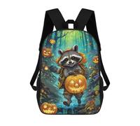 sinyumoney Halloween Raccoon in Forest -1 Sac À Dos Imprimé En 3D, Sac D'école Décontracté Et Tendance Pour Enfants, Sac D'école Pour Garçons, Collégiens 17inch