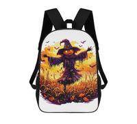 sinyumoney Halloween Scarecrow with Pumpkin Head Sac À Dos Enfant Fille 3D, Sac D'école, Sac À Dos Pour Tout-petits, Sac À Dos Décontracté, Sac À Livres Tendance 17inch