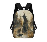 sinyumoney Halloween Witch And Cat Sacs À Dos, Sac À Dos Enfant, Sac D'école, Sac À Dos De Voyage Imprimé En 3D, Accessoire De Mode, Sac À Dos Imperméable Pour Enfants 17inch
