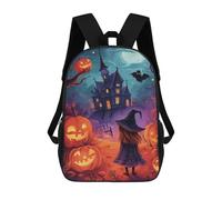sinyumoney Halloween Witch And Haunted House Sac À Dos Scolaire Imprimé En 3D, Sac À Dos Décontracté Pour Enfants, Sac D'école Imprimé En 3D Pour Garçons, Primaire Et Collège 17inch