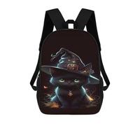 sinyumoney Halloween Witch Cat Decor-1 Sacs À Dos Scolaires Pour Garçons Et Filles, Sacs À Dos Décontractés Pour Le Sport, Sacs À Dos De Grande Capacité Pour L'école Primaire 17inch