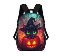 sinyumoney Halloween Witch Cat Sac À Dos Enfant Tendance Et Amusant, Sac À Dos Pour Garçons Et Adolescents, Sac D'école Imprimé En 3D Pour Garçons 17inch