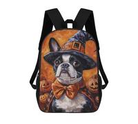 sinyumoney Halloween Witch Dog Art Print Sac À Dos Imprimé En 3D, Sac D'école Décontracté Et Tendance Pour Enfants, Sac D'école Pour Garçons, Collégiens 17inch