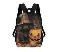 sinyumoney Halloween Witch Dog Sac À Dos Scolaire Pour Adolescents, Imprimé En 3D, Ajustable, À Poches Tendance, Pour Enfants, Garçons, Filles, Étudiants Et Adolescents 17inch