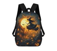 sinyumoney Halloween Witch Flying Broomstick -2 Sacs À Dos Pour Enfants 17inch Sac À Dos Scolaire, Sac D'école Imprimé En 3D Pour Garçons, Élèves Du Primaire Et Du Collège