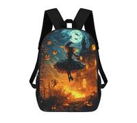 sinyumoney Halloween Witch Flying Broomstick -3 Sac À Dos Scolaire Imprimé En 3D Pour Enfants, Sac À Dos De Voyage Tendance Et Décontracté Pour Écoliers 17inch