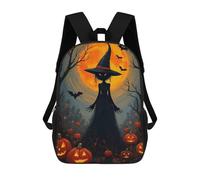 sinyumoney Halloween Witch Pumpkins Bats Sac À Dos Scolaire Imprimé En 3D, Sac À Dos Décontracté Pour Enfants, Sac D'école Imprimé En 3D Pour Garçons, Primaire Et Collège 17inch