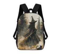 sinyumoney Halloween Witch with Black Cat Sacs À Dos Tendance Imprimés En 3D 17inch Sac D'école Décontracté Pour Enfants, Garçons, Élèves Du Primaire Et Du Collège