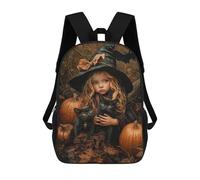 sinyumoney Halloween Witch with Black Cats 17inch Sacs À Dos Scolaires Imprimés En 3D - Sacs À Dos Tendance Pour Garçons Du Primaire Et Du Collège