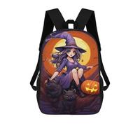 sinyumoney Halloween Witch with Cats Sac À Dos Scolaire Imprimé En 3D Pour Enfants, Sac À Dos De Voyage, Sac Tendance Et Décontracté Pour Écoliers 17inch