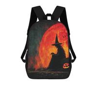sinyumoney Halloween Witch with Jack-o'-lantern Sacs À Dos Tendance Imprimés En 3D 17inch Sac D'école Décontracté Pour Enfants, Garçons, Élèves Du Primaire Et Du Collège