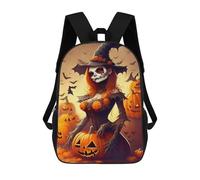 sinyumoney Halloween Witch with Pumpkins-1 Sac À Dos Scolaire Pour Enfants, Sac À Dos De Voyage Décontracté, Grand Sac À Dos Pour Garçons Et Filles 17inch