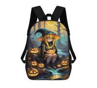 sinyumoney Halloween Witch with Pumpkins Sac À Dos Scolaire Pour Enfants, Imprimé En 3D, Tendance Et Décontracté, Pour Garçons, Élèves Du Primaire Et Du Collège 17inch