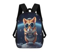 sinyumoney Hamster Astronaut in Space Sac À Dos Scolaire Pour Enfants Imprimé En 3D, Idéal Pour Les Voyages Et Les Lectures, Pour Les Garçons Et Les Élèves Du Primaire 17inch