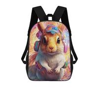 sinyumoney Hamster DJ in Colorful Lights Sac À Dos Enfant, Sac D'école, Sac À Dos Imprimé 3D Avec Motif De Dessin Animé, Grande Capacité, Pour Garçons Et Filles 17inch