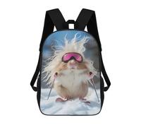 sinyumoney Handsome Hamster on Skis Sac À Dos Scolaire Pour Filles Et Garçons, Grande Capacité, Léger, Pour Enfants Et Étudiants 17inch
