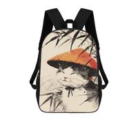 sinyumoney Happy Bamboo Japanese Cat Sac À Dos Imprimé En 3D Pour Garçons, Sac D'école Grande Capacité, Sac De Voyage, Sac À Livres, Sac D'école Pour Garçons, Mochila 17inch