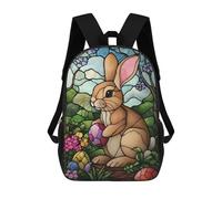 sinyumoney Happy Easter Bunny Glass Art Sac À Dos Enfant, Cartable Imprimé En 3D Pour Garçons Et Adolescents 17inch