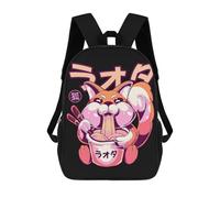 sinyumoney Happy Fox Eating Ramen Sac À Dos Scolaire, Sac À Dos Pour Garçons Et Adolescents, Cadeau, Sac À Dos Imprimé En 3D, Sac À Dos Scolaire, Sac À Livres 17inch