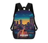 sinyumoney Harare, Zimbabwe Cityscape at Night Sac À Dos Scolaire Pour Filles Et Garçons, Grande Capacité, Léger, Pour Enfants Et Étudiants 17inch