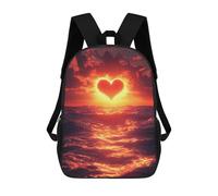 sinyumoney Heart Sunset Over The Ocean Sac À Dos Scolaire Pour Filles Et Garçons, Grande Capacité, Léger, Pour Enfants Et Étudiants 17inch
