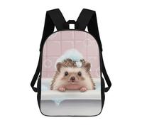 sinyumoney Hedgehog in Bathtub with Bubbles Sac À Dos Scolaire Pour Filles Et Garçons, Grande Capacité, Léger, Pour Enfants Et Étudiants 17inch