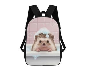 sinyumoney Hedgehog in Bathtub with Bubbles Sac À Dos Scolaire Pour Filles Et Garçons, Grande Capacité, Léger, Pour Enfants Et Étudiants 17inch