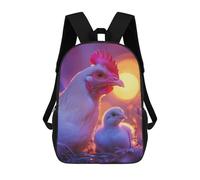 sinyumoney Hen And Chick at Sunset Sac À Dos Imprimé En 3D Pour Enfants, Sac D'école, Sac De Voyage Grande Capacité, Sac À Livres, Sac À Dos Pour Enfants 17inch