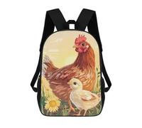 sinyumoney Hen And Chick in Meadow Sacs À Dos Imprimés En 3D Pour Enfants, Sacs D'école Tendance Pour Garçons, Sacs De Voyage, Sacs Scolaires Pour Élèves Du Primaire 17inch