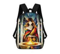 sinyumoney Hestia - Cubist Minimalist Legend - Goddess of The Hearth & Sacred Fire in Mythological Art Sac À Dos Scolaire Pour Filles Et Garçons Avec Poche, Sac À Dos Tendance Pour Enfants 17inch