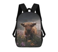 sinyumoney Highland Cow in Wildflowers-1 Sacs À Dos Pour Enfants, Sac À Dos Scolaire Imprimé En 3D Pour Enfants, Sac À Dos De Voyage, Sac À Livres Pour Enfants 17inch Sac D'école