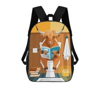 sinyumoney Highland Cow Reading Sac À Dos Scolaire Enfant Tendance Et Décontracté, Sac À Dos Imprimé En 3D Pour Garçon, Grand Sac À Dos 17inch