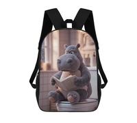 sinyumoney Hippo Reading on Toilet Sacs À Dos Imprimés En 3D Pour Enfants 17inch Sacs À Dos Tendance Et Décontractés Pour La Journée, Sacs De Voyage, Sacs À Dos D'extérieur Pour Garçons Et Filles