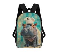 sinyumoney Hippos in The Bathroom-2 Sac à dos d'école pour enfants imprimé en 3D pour enfants, Sac à dos de voyage spacieux, Sac à dos pour livres, Sac à dos d'école pour enfants 17 pouces