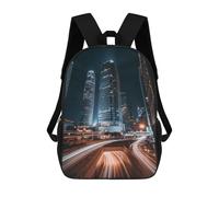 sinyumoney Hong Kong By Night Sac À Dos Enfant Fille 3D, Sac D'école, Sac À Dos Pour Tout-petits, Sac À Dos Décontracté, Sac À Livres Tendance 17inch