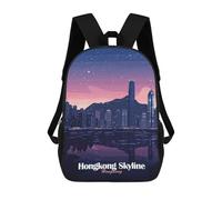 sinyumoney Hong Kong Skyline Night Sacs À Dos Pour Enfants, Sac À Dos Scolaire, Sac À Dos Imprimé En 3D Pour Enfants, Sac À Dos De Voyage, Sac À Livres, Sac D'école Pour Enfants 17inch
