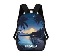 sinyumoney Honiara, Solomon Islands Tropical Night Sac À Dos Scolaire Imprimé En 3D Pour Enfants, Sac À Dos Garçon/fille, Sac De Voyage Pour Enfants 17inch