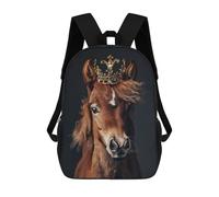 sinyumoney Horse Animal Cute King Sacs À Dos Pour Enfants, Cartables, Sacs À Dos Scolaires Imprimés En 3D, Sacs À Dos De Voyage Tendance Pour Enfants (primaire, Collège) 17inch