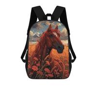 sinyumoney Horse in A Field Sacs À Dos Scolaires Pour Enfants, Cartables Imprimés En 3D, Sacs D'école Tendance Pour Garçons, Élèves Du Primaire Et Du Collège 17inch