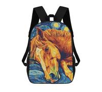 sinyumoney Horse in Starry Night Style Sac À Dos Enfant Tendance Et Amusant, Sac À Dos Pour Garçons Et Adolescents, Sac D'école Imprimé En 3D Pour Garçons 17inch