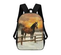 sinyumoney Horse in Winter Sunset Sac À Dos Scolaire Pour Adolescents, Imprimé En 3D, Ajustable, À Poches Tendance, Pour Enfants, Garçons, Filles, Étudiants Et Adolescents 17inch