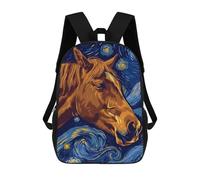 sinyumoney Horse Portrait in Starry Night Style Sacs À Dos Scolaires Pour Enfants, Sac D'école Imprimé En 3D Pour Garçons, Élèves Du Primaire Et Du Collège 17inch