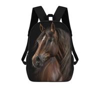 sinyumoney Horse Portrait on Dark Sacs À Dos Tendance Imprimés En 3D 17inch Sac D'école Décontracté Pour Enfants, Garçons, Élèves Du Primaire Et Du Collège